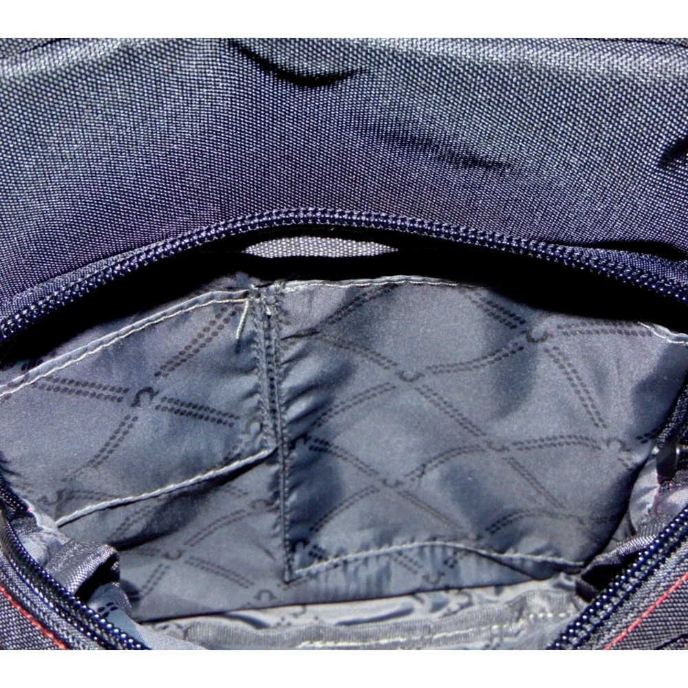 True Religion CORIE Sling Crossbody Bag Black Mesh Red Horseshoe Stitch Mens NWT